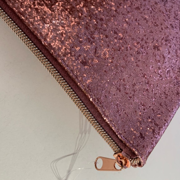 Pink glitter makeup bag plastic clutch N(without)T - Picture 2 of 6